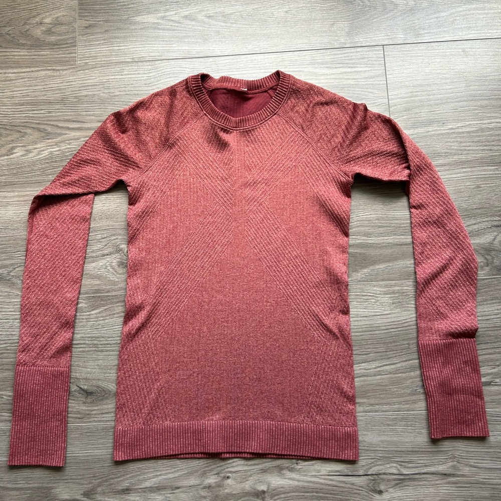 Lululemon Rest Less long sleeve pullover in Savannah Pink, size 4